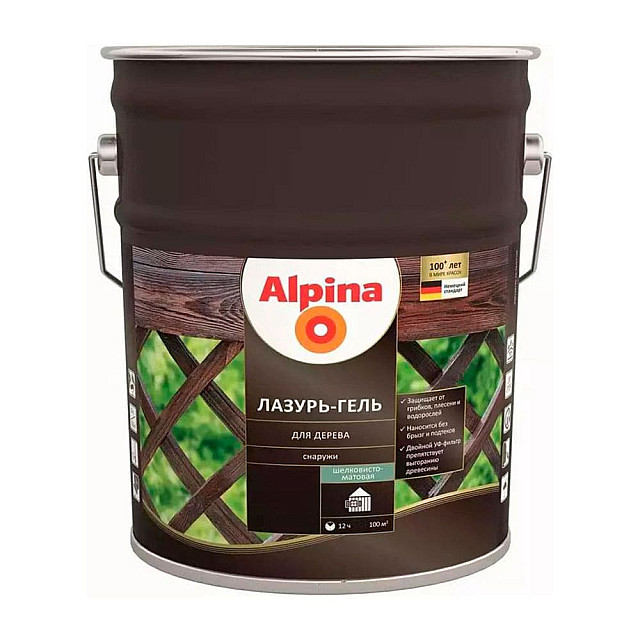 Лазурь-гель для дерева Alpina шелковисто-матовая бесцветная 9 л