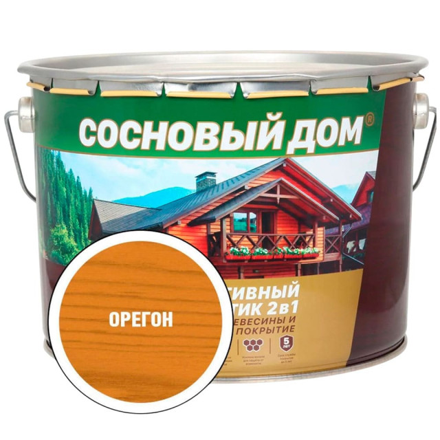Антисептик декоративный Сосновый Дом 2 в 1 орегон 9 л