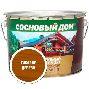 Антисептик декоративный Сосновый Дом 2 в 1 тиковое дерево 9 л