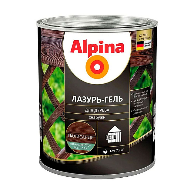 Лазурь-гель для дерева Alpina шелковисто-матовая палисандр 2 л