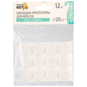 Накладки-протекторы для мебели Рыжий Кот 105203 самоклеящиеся 20 мм белый 12 шт