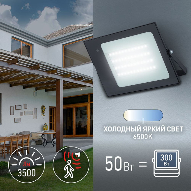 Прожектор Эра Стандарт LPR-041-1-65K-050 Б0043576 50Вт датчик движения нерегулируемый