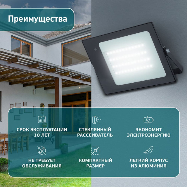 Прожектор Эра Стандарт LPR-041-1-65K-050 Б0043576 50Вт датчик движения нерегулируемый