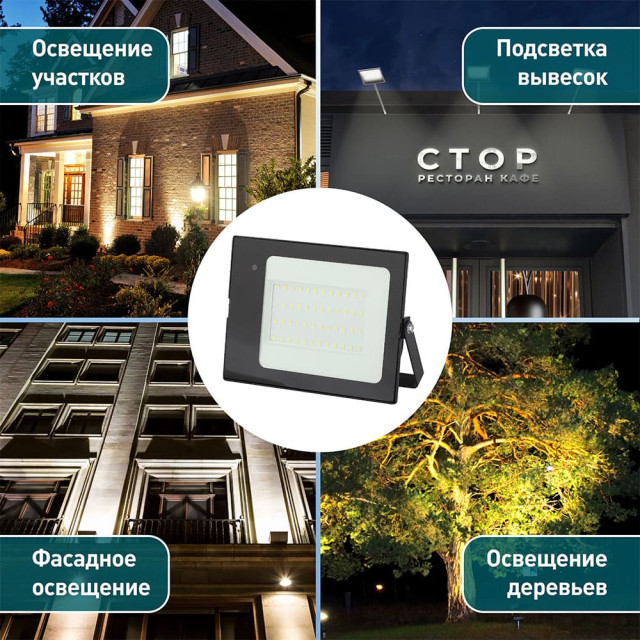 Прожектор Эра Стандарт LPR-041-1-65K-050 Б0043576 50Вт датчик движения нерегулируемый