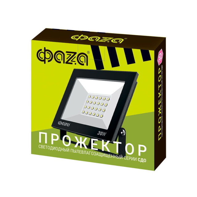 Прожектор светодиодный ФАZA СДО-20 30W 6500K BL IP65 230V