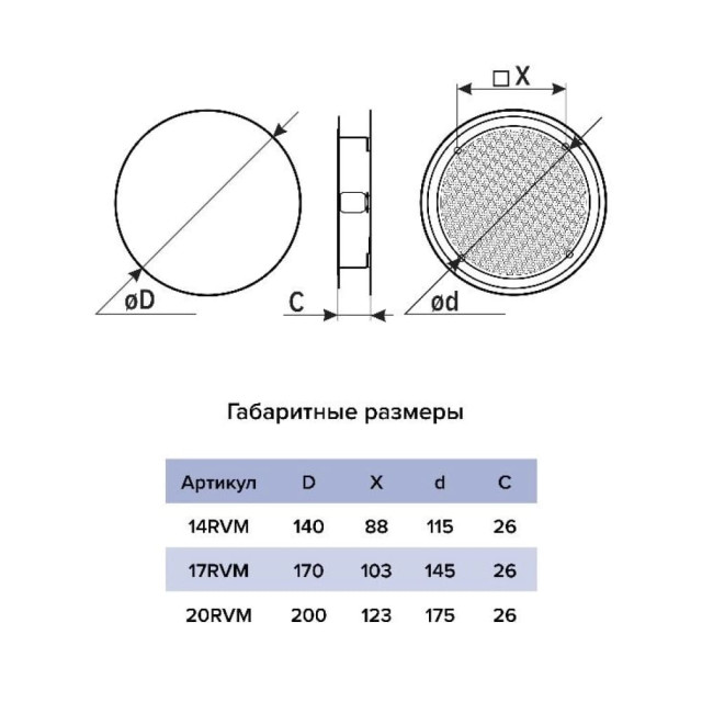 Вентрешетка Era 14RVM Black сетка разъемная на магнитах 140 мм