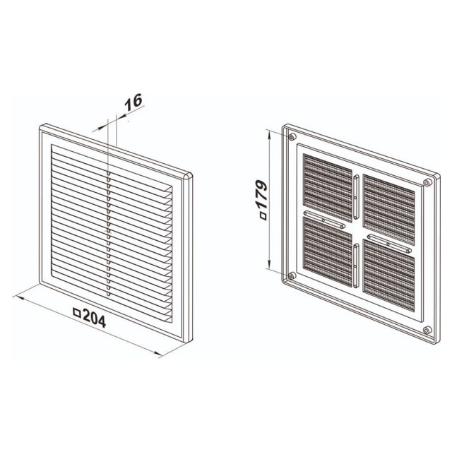 Решетка вентиляционная Zernberg Seria1 2020 204*204 мм