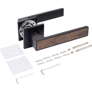 Ручка дверная Аллюр Лана BL 13808 матовый черный/коричневое дерево