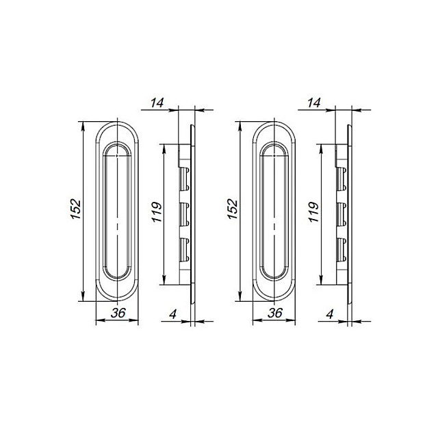 Ручки-купе Vela Kupe-Round M-1036 Black черный