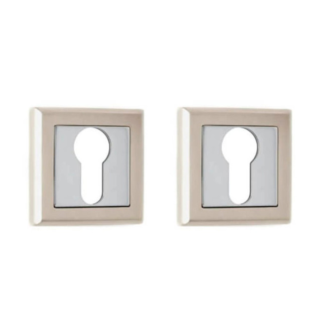 Накладка под цилиндр Vela DPC-Quadro SN/CP матовый никель/хром