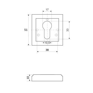Накладка под цилиндр Vela DPC-Quadro SN/CP матовый никель/хром