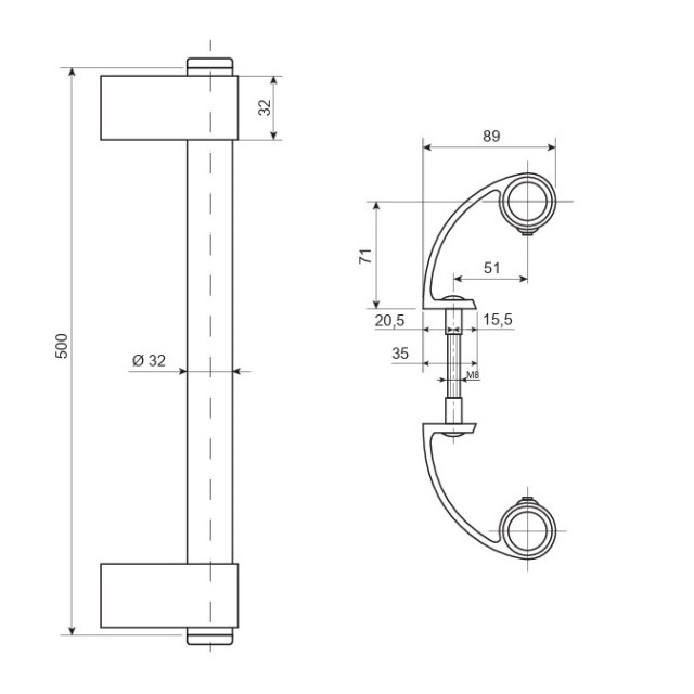 Ручки-скобы Apecs HC-1001-32/250-400-BR 00035557