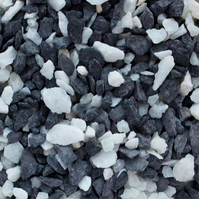 Щебень декоративный РуБелЭко мрамор/гранит черно-белый 5-10 мм 20 кг