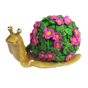 Фигура декоративная Улитка резная акрил цветы розовые 12*14*10 см