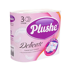 Бумага туалетная Plushe Delicate 3 слоя 19 м 4 рулона