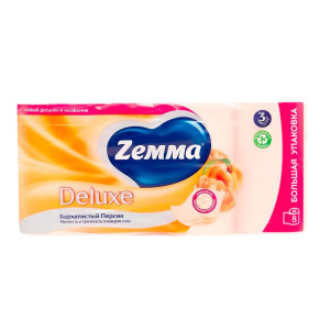 Бумага туалетная Zemma Deluxe Бархатистый персик 3 слоя 8 рулонов