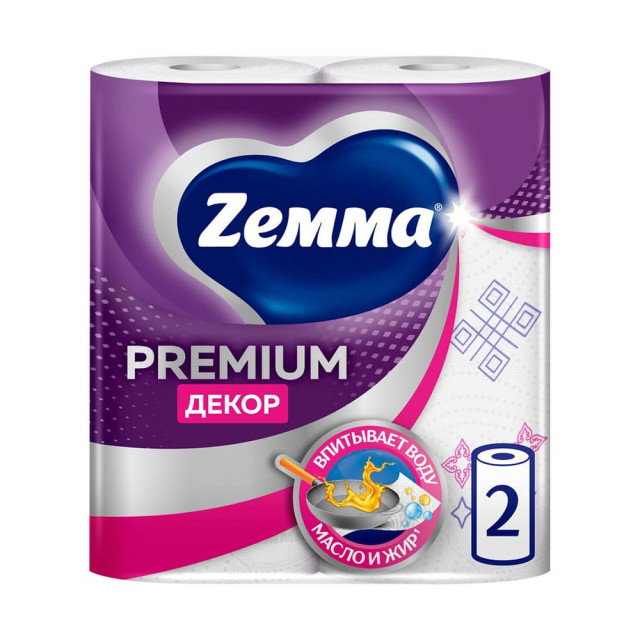 Полотенца бумажные Zemma Premium Декор 2 слоя 2 рулона