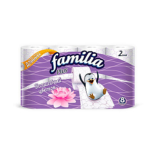 Бумага туалетная Familia PLus Волшебный цветок двухслойная белая 8 шт
