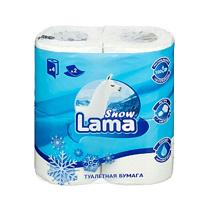 Бумага туалетная Snow Lama белая 2 слоя 4 рулона