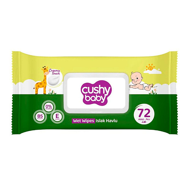 Салфетки влажные Cushy Baby детские 72 шт