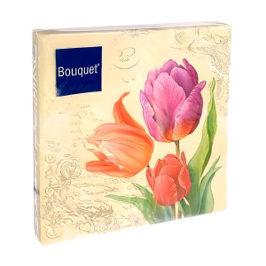 Салфетки декоративные Bouquet Винтажные тюльпаны 25249 33*33 см 3 слоя 20 шт