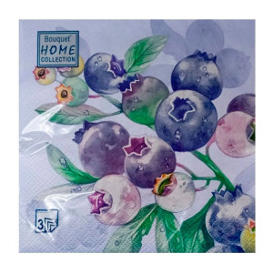 Салфетки декоративные Bouquet Home Collection Classic Черника. Голубой фон 25392 33*33 см 3 слоя 20 шт