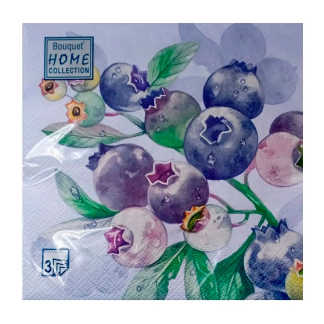 Салфетки декоративные Bouquet Home Collection Classic Черника. Голубой фон 25392 33*33 см 3 слоя 20 шт