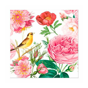 Салфетки декоративные Bouquet Home Collection Classic Розы с птичкой 25555 33*33 см 3 слоя 20 шт