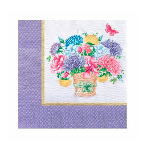 Салфетки декоративные Bouquet Скатерть с камелиями. Лиловый с перламутром 25574 33*33 см 3 слоя 20 шт