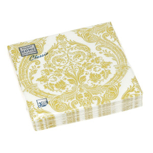 Салфетки декоративные Bouquet Royal (золото) на белом 37104 33*33 см 3 слоя 20 шт