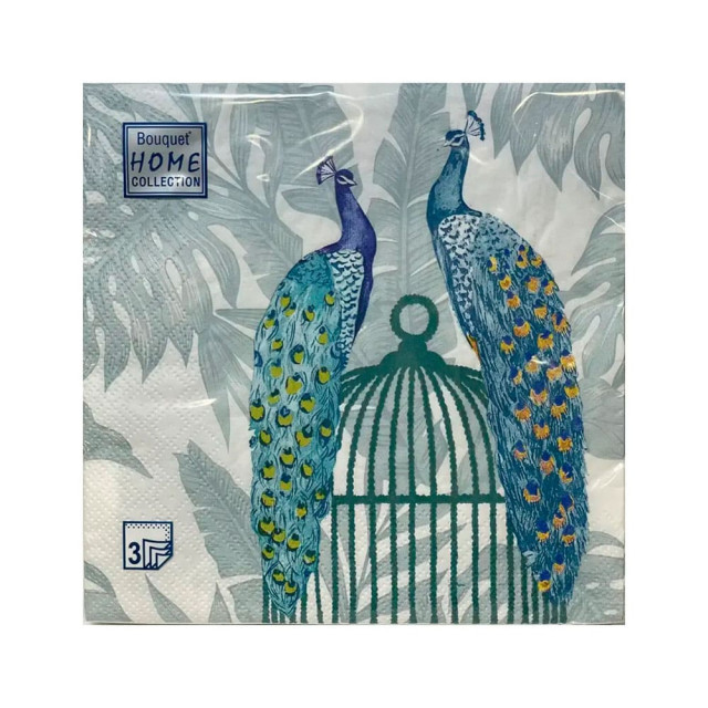 Салфетки декоративные Bouquet Home Collection Classic Сказочные павлины 37913 33*33 см 3 слоя 20 шт