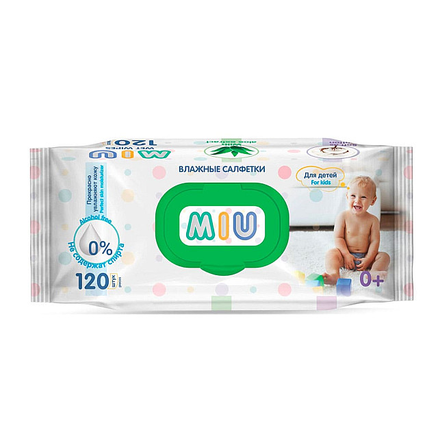 Салфетки влажные MIU для детей с экстрактом алоэ 120 шт