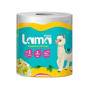 Полотенца бумажные Snow Lama белые 2 слоя 1 рулон