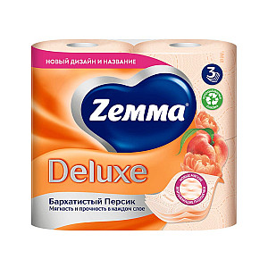Бумага туалетная Zemma Бархатистый персик 3 слоя 4 рулона