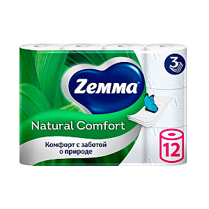 Бумага туалетная Zemma Natural Comfort 3 слоя 12 рулонов