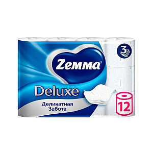 Бумага туалетная Zemma Deluxe Деликатная забота 3 слоя 12 рулонов