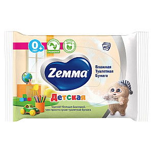 Бумага туалетная Zemma влажная детская 40 л