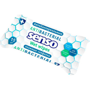 Салфетки влажные Senso антибактериальные 15 шт