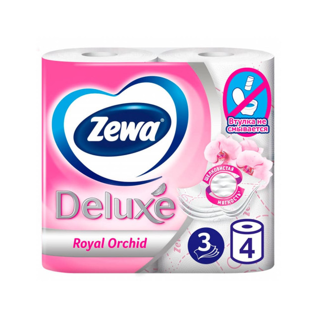 Бумага туалетная Zewa Deluxe Royal Orchid ароматизированная 4 рулона