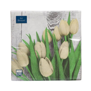 Салфетки декоративные Art Bouguet Белые тюльпаны 37383 33*33 см 3 слоя 20 шт