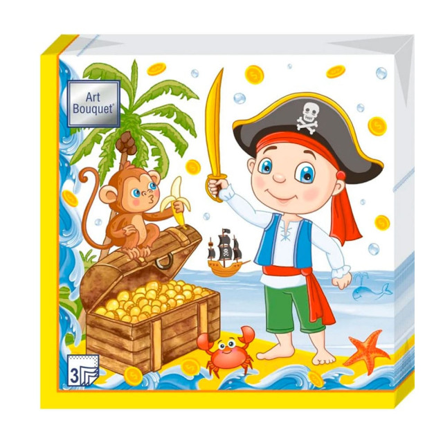 Салфетки декоративные Art Bouguet Пиратская вечеринка 37456 33*33 см 3 слоя 20 шт