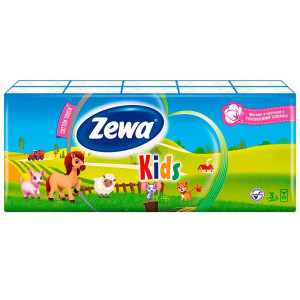 Платки носовые Zewa Kids детские 3-слойные неароматизированные 10 шт