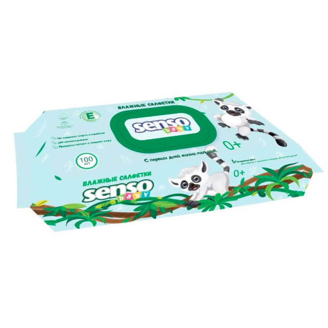 Салфетки влажные Senso Baby для детей Лемур 100 шт