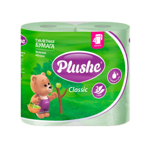 Бумага туалетная Plushe Classic Зеленое яблоко 2 слоя ароматизированная 4 шт