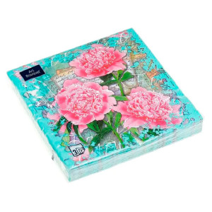 Салфетки декоративные Art Bouguet Пионы 37538 33*33 см 3 слоя 20 шт