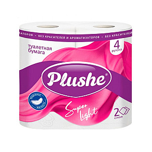 Бумага туалетная Plushe Super Ligft 2 слоя 15 м белая 4 рулона