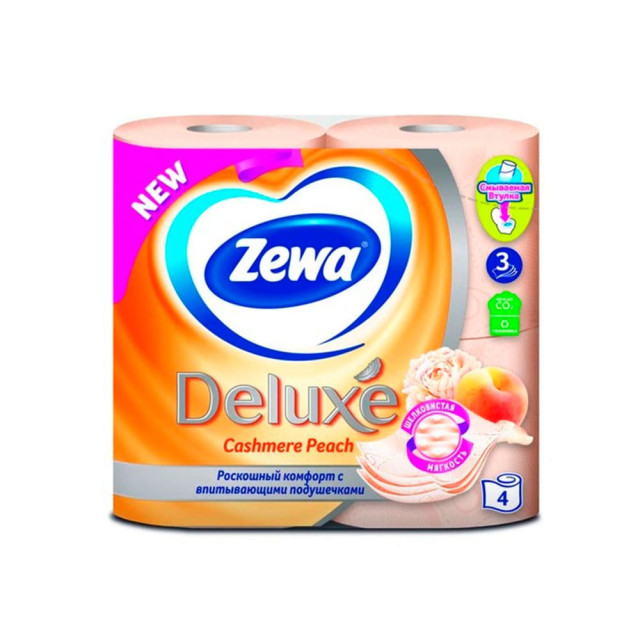 Бумага туалетная Zewa Deluxe Cashmere Peach ароматизированная 4 рулона