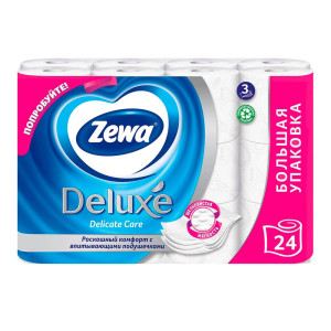 Бумага туалетная Zewa Deluxe белая 3 слоя 24 рулона
