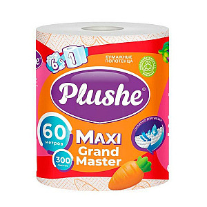 Полотенце бумажное Plushe Maxi Grand Master оранжевое тиснение 2 слоя 60 м