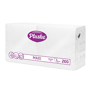 Салфетки бумажные Plushe Maxi белые 24*24 см 1 слой 200 листов